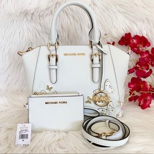 michael kors white butterfly purse